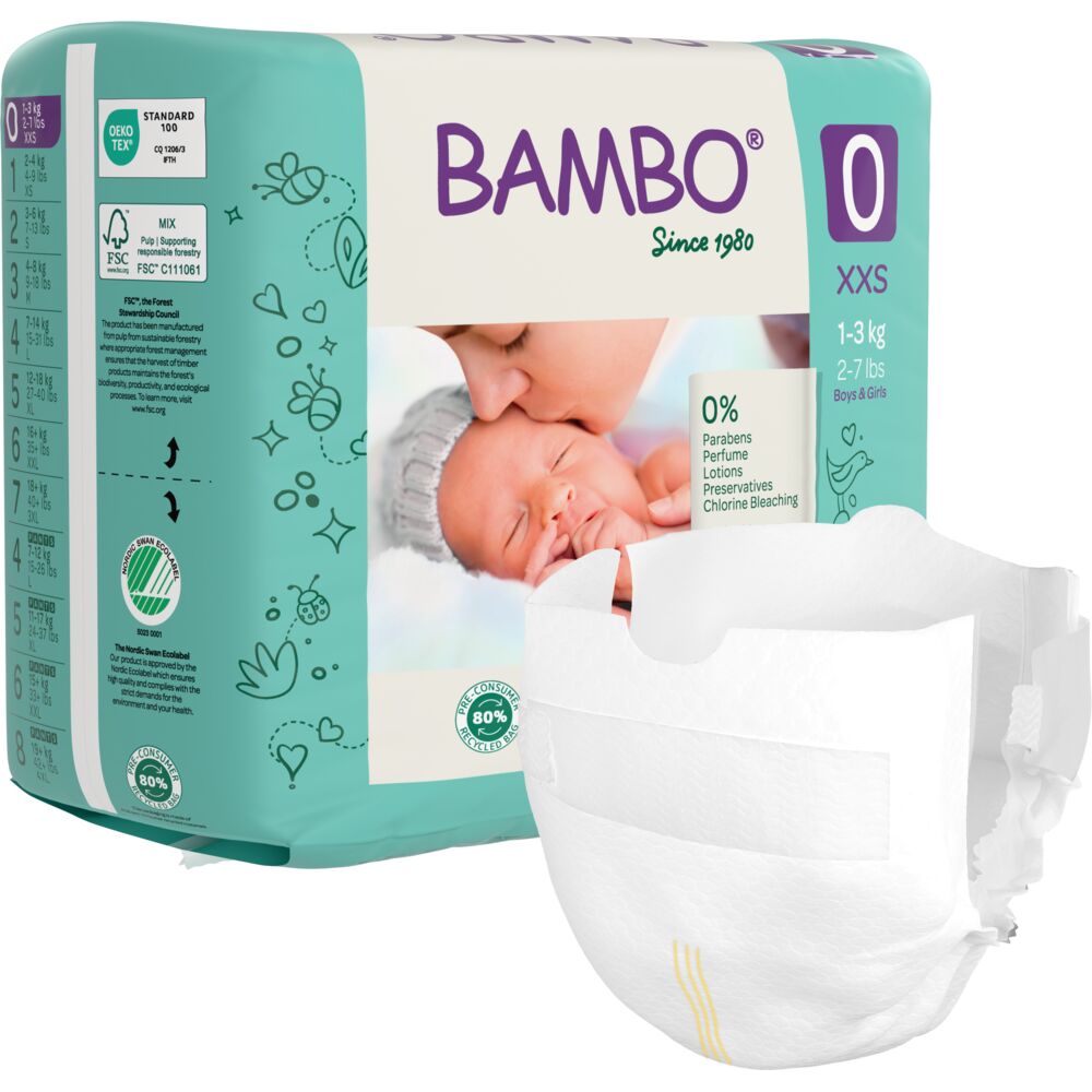 Børneble, tapeble, miljømærket, BAMBO, 0, 1-3 kg