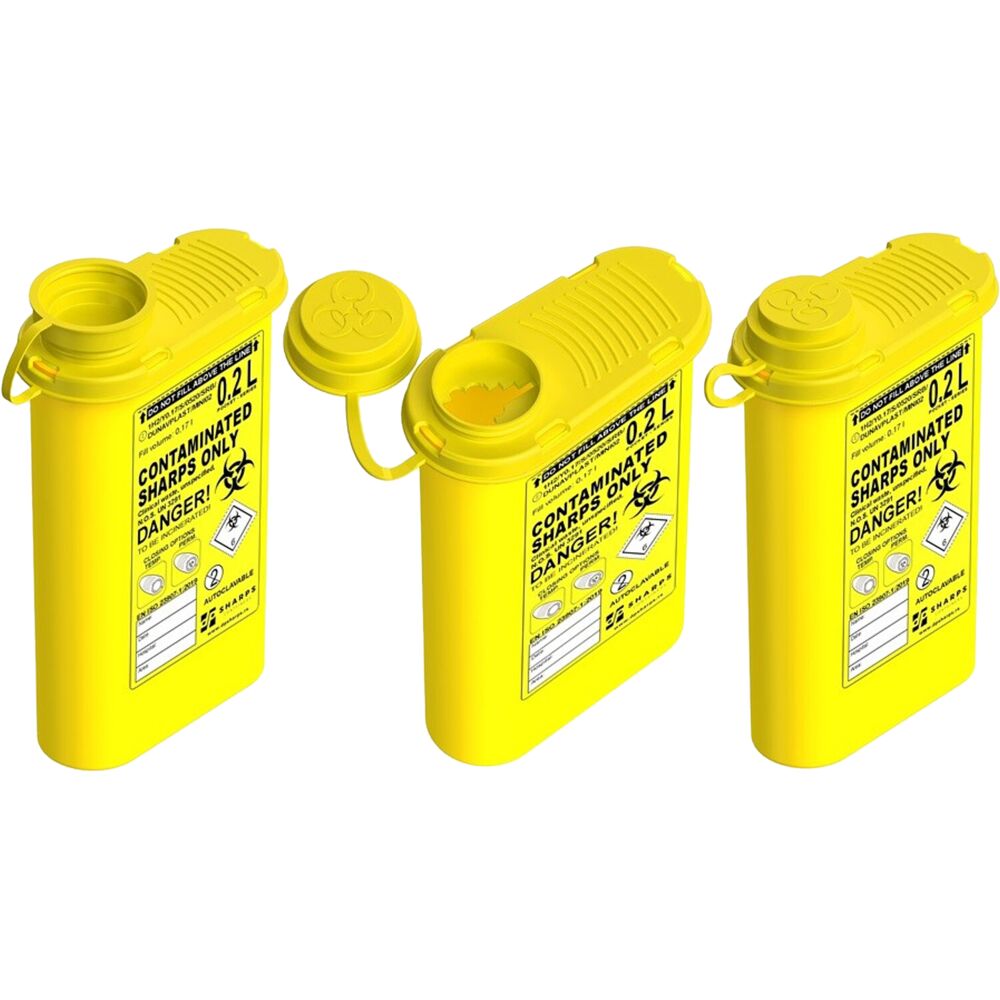 Kanyleboks, Sharps, 200 ml, gul, kanyleaftræk, transportmodel