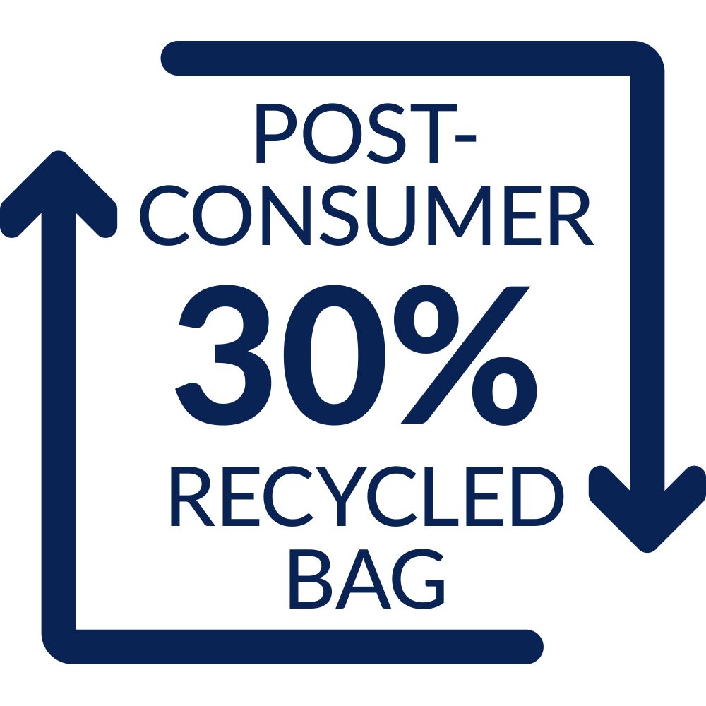30% post-consumer recycled bag