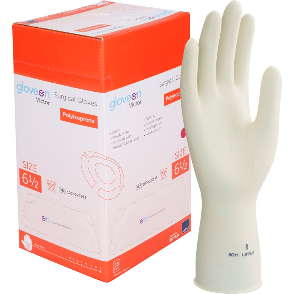 Operationshandske, Gloveon Victor, 6,5, nature, polyisopren, pudderfri