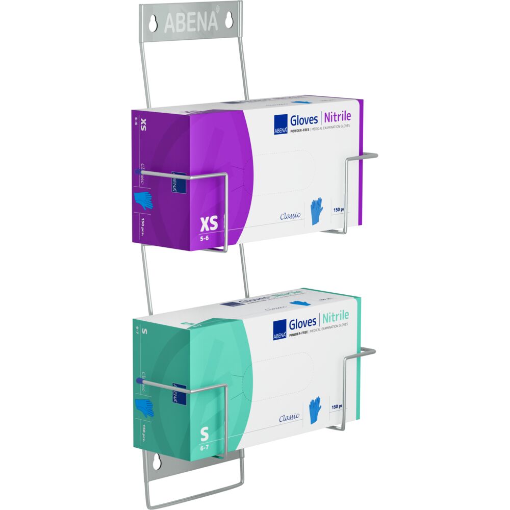 Handskestativ, ABENA Flexi rack, 12,5cm x 260x414mm, sølv, rustfrit stål, til 2 æsker, justerbar