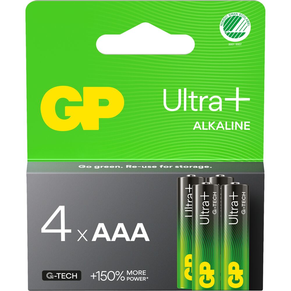 Batteri, GP Ultra Plus, Alkaline, AAA, 4-pak