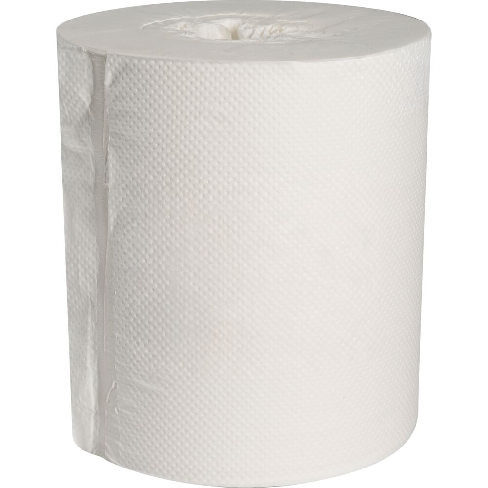 Håndklæderulle, ABENA Care-Ness Excellent, 2-lags, Midi, 153m x 19,6cm, Ø19,5cm, hvid, nyfiber, uden hylse