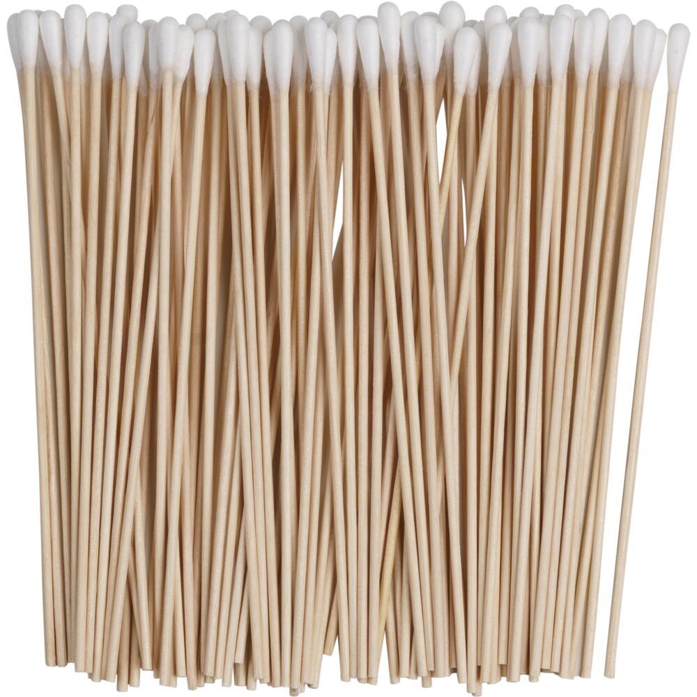 Vatpind, 15cm, træ, vat i en ende, usteril, 100 stk.