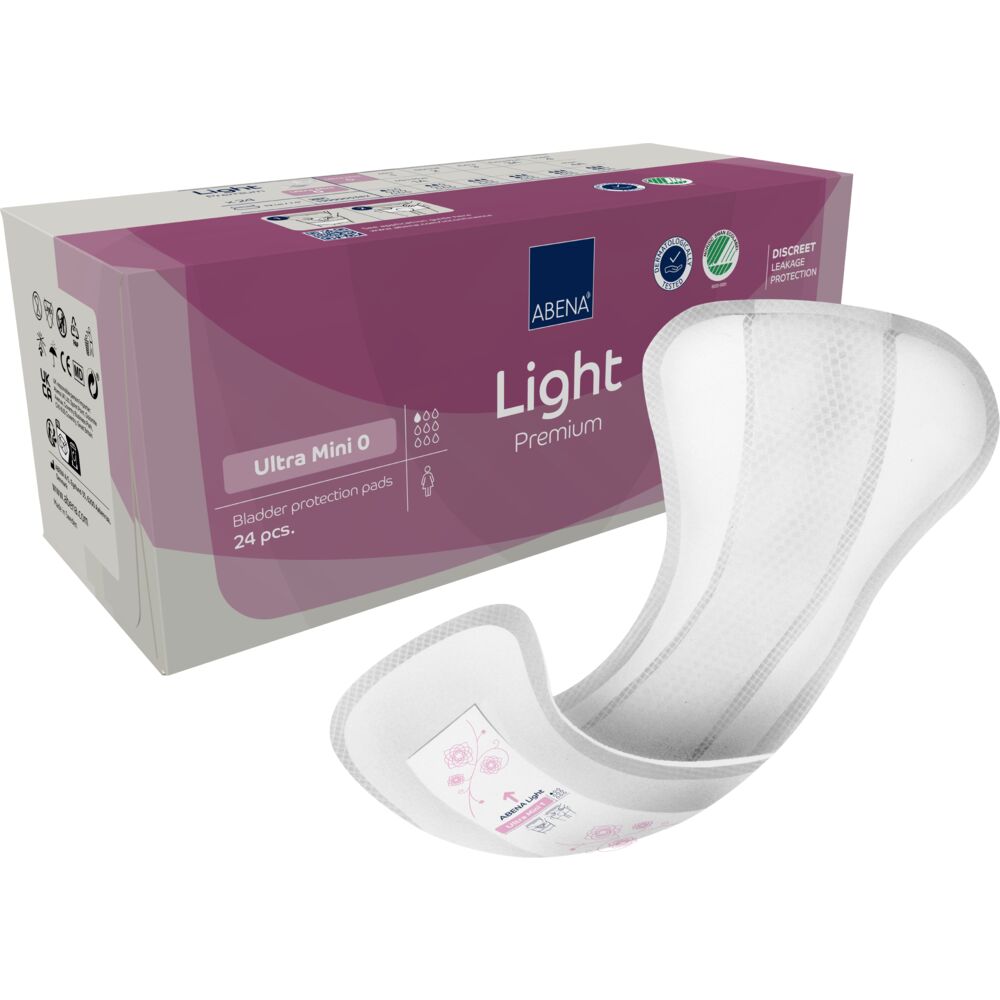 &Aring;ben ble, ABENA Light Premium, Ultra Mini 0, rosa farvekode, med silikonepapir