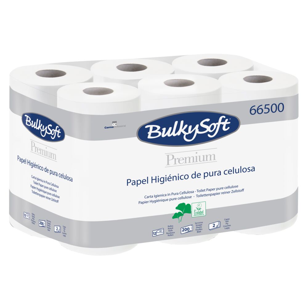 Toiletpapir, Bulkysoft, 2-lags, 24m x 9cm, Ø10cm, hvid, nyfiber