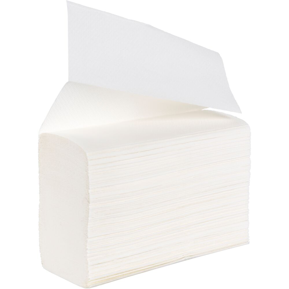 Håndklædeark, ABENA Care-Ness Excellent, 2-lags, Z-fold, 24x18,4cm, 8 cm, hvid, nyfiber, komprimeret