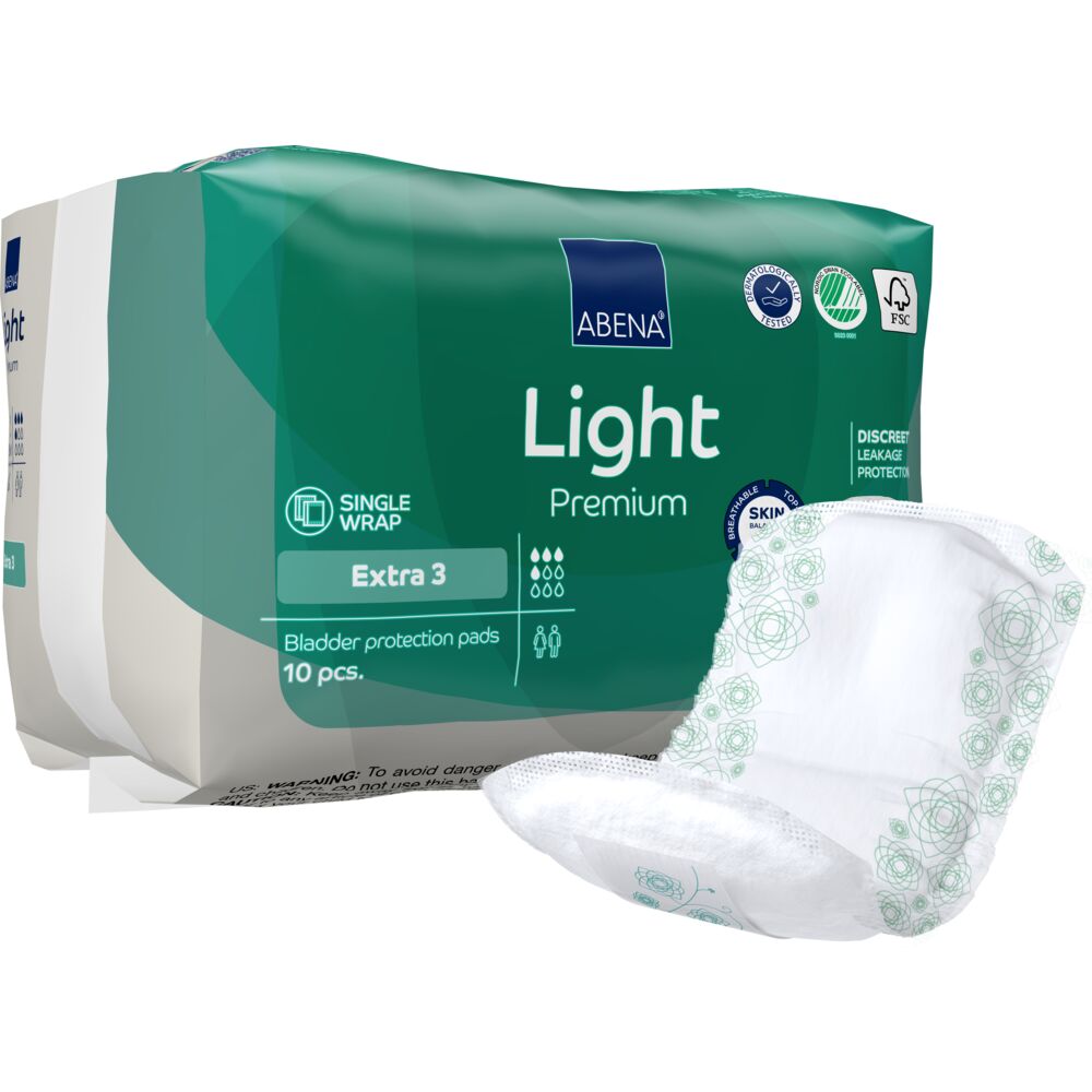 Åben ble, ABENA Light Premium, Extra 3, turkis farvekode, med silikonepapir