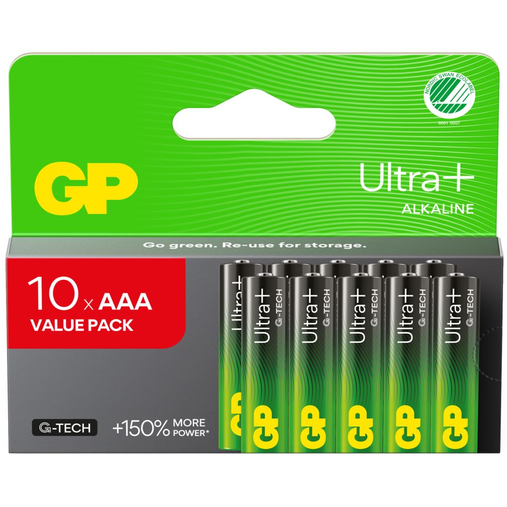 Batteri, GP Ultra Plus, Alkaline, AAA, 10-pak