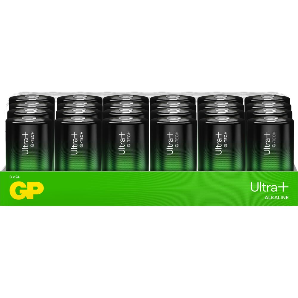 Batteri, GP Ultra Plus, Alkaline, D, 1,5V, 24-pak