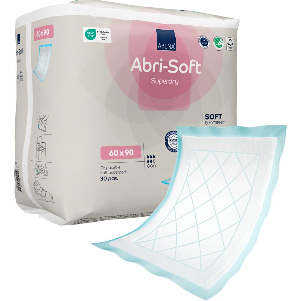 Underlag, ABENA Abri-Soft Superdry, 90x60cm, med SAP