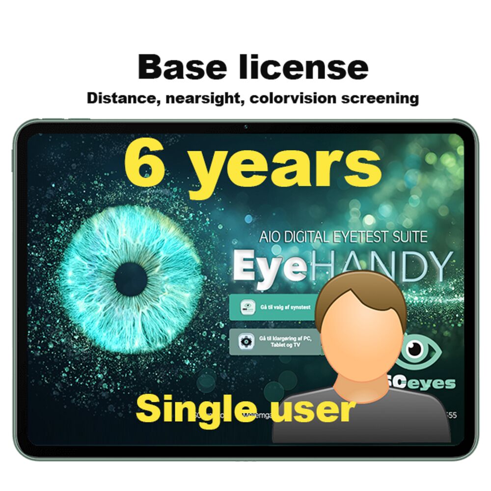 Software, 1-bruger 6-års grundlicens til EYEHANDY, distance, nærssyn farvesyn