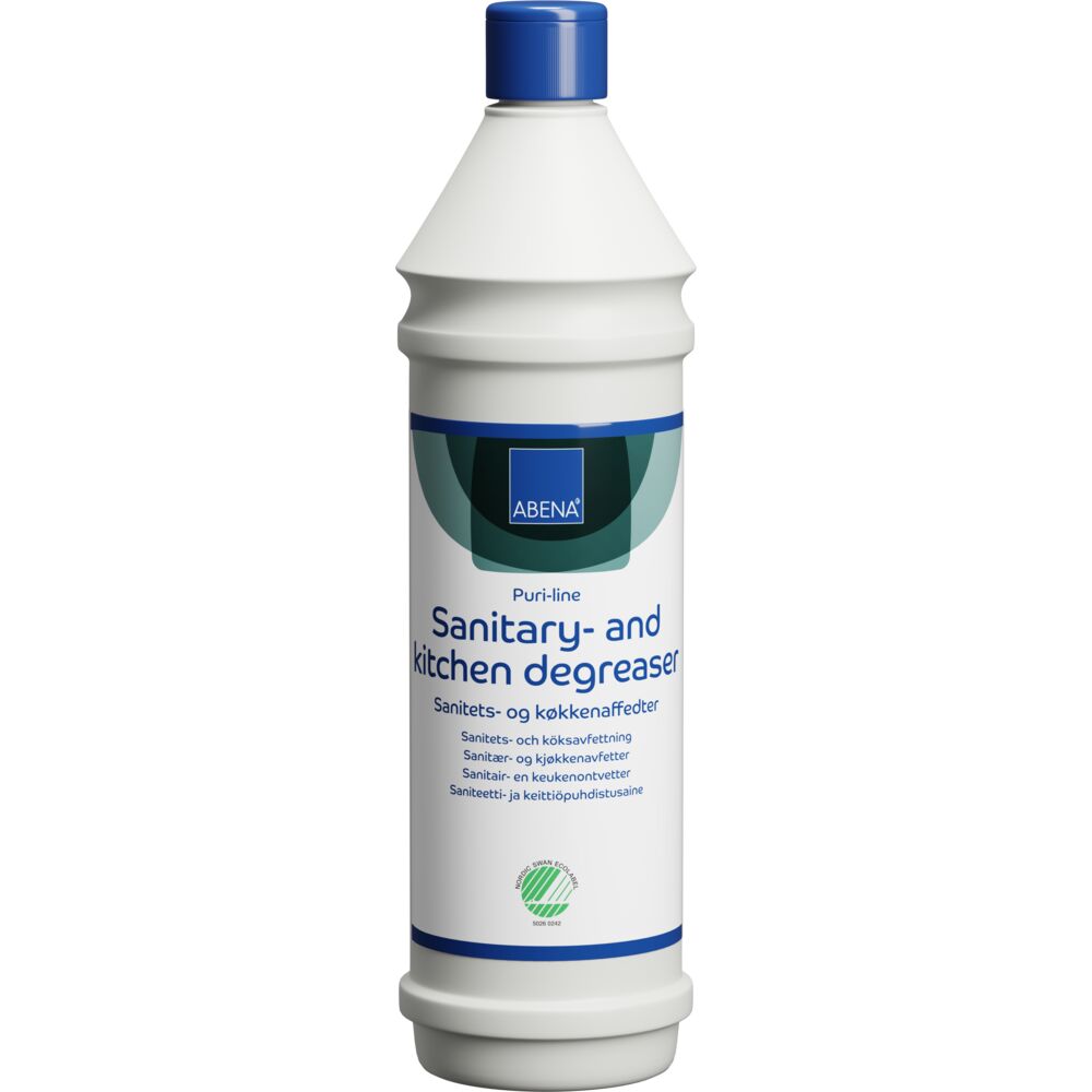 Affedter, sanitet og køkken, ABENA Puri-Line, 1 l, alkalisk/affedtende, uden farve og parfume