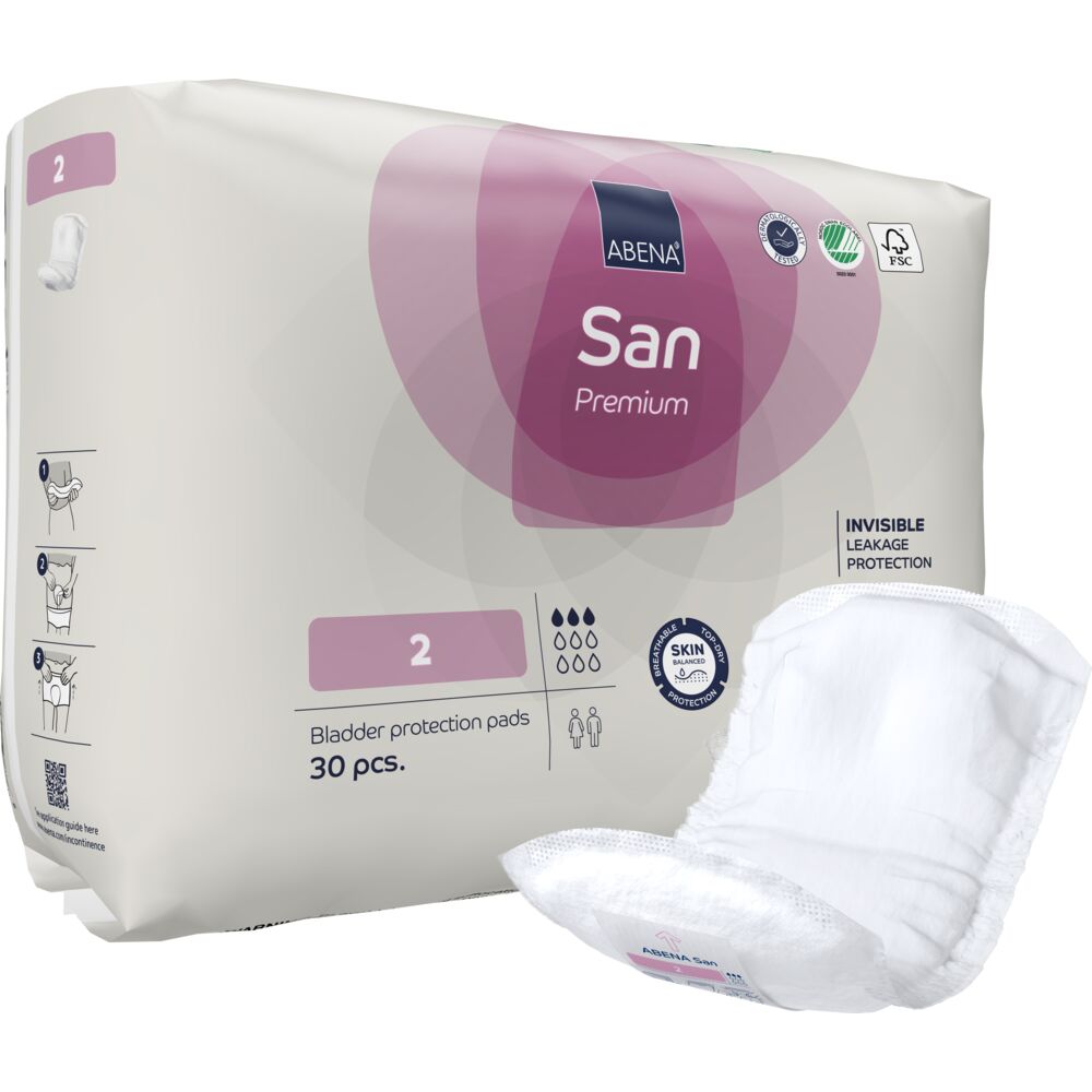 Åben ble, ABENA San Premium, 2, rosa farvekode, med silikonepapir