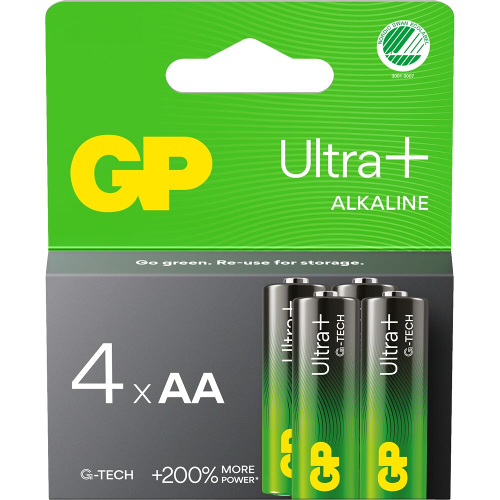 Batteri, GP Ultra Plus, Alkaline, AA, 4-pak