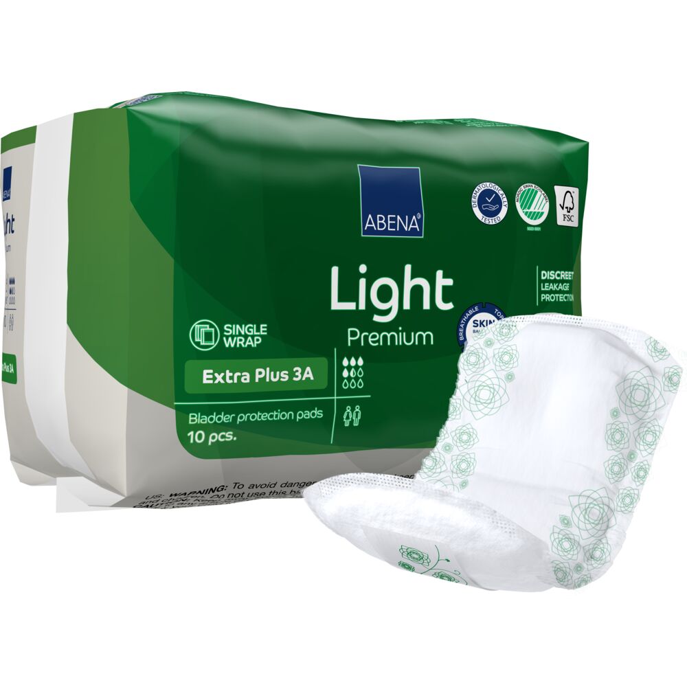 Åben ble, ABENA Light Premium, Extra Plus 3A, grøn farvekode, med silikonepapir