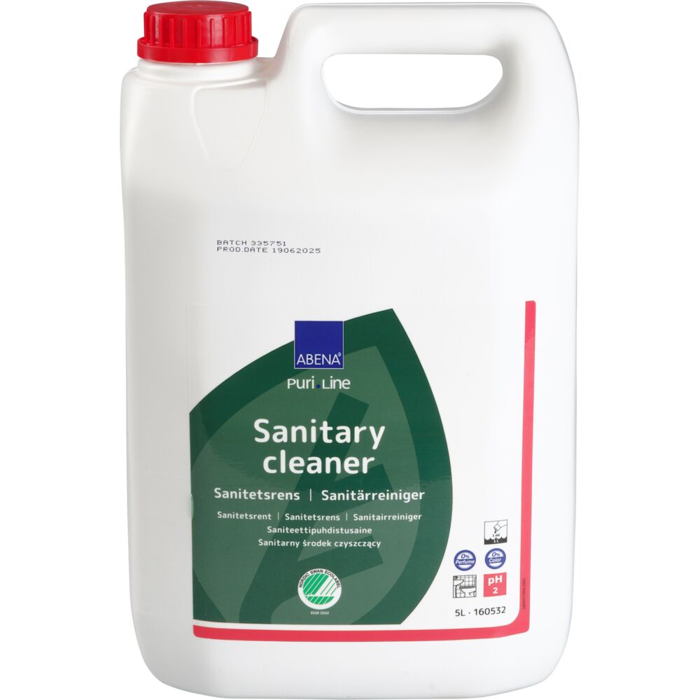 Sanitetsrengøring, ABENA Puri-Line, 5 l, sur/kalkhæmmende, uden farve og parfume