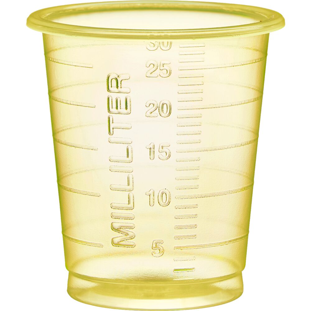 Medicinbæger, Eco, 30 ml, gul, med graduering
