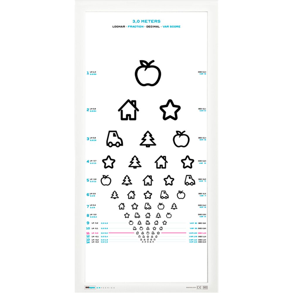 Tavle, Logmar, Eyekey, 30x60cm, hvid, 3m afstand