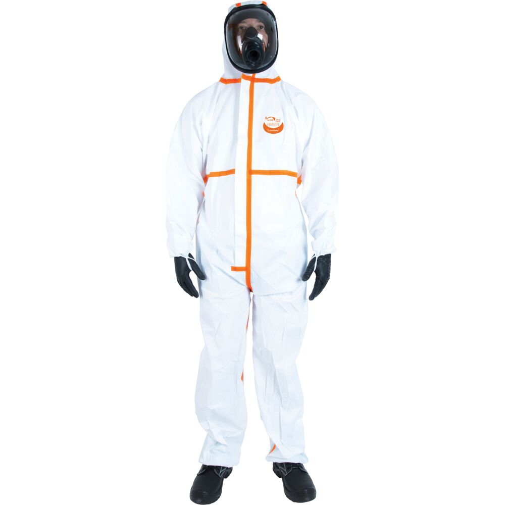 Kemisk beskyttelsesdragt, WeePro Max +, XL, hvid, Usteril, Type 4B/5B/6B, enkeltforpakket, engangs