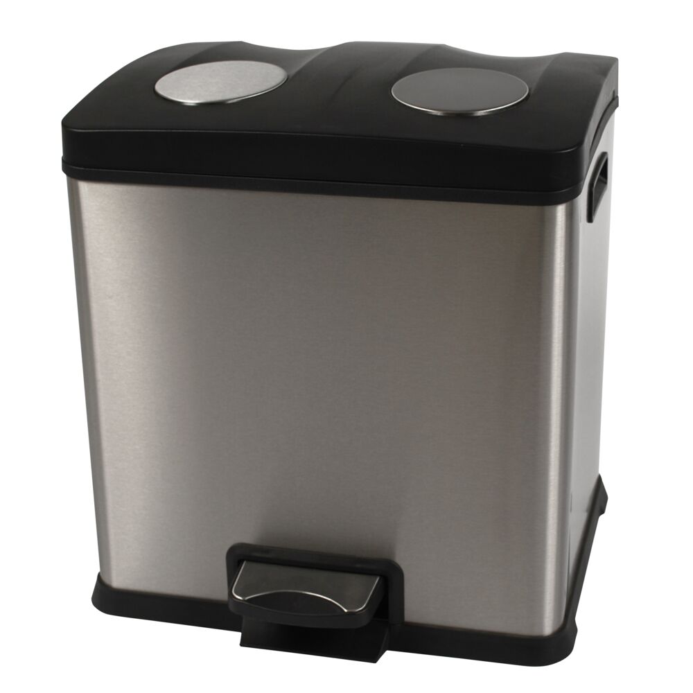 Pedalspand, EKO Rejoice, stål, FPP/rustfrit stål, 2-rums, 12+12 l, plast inderspande, soft close, fingeraftryksfri