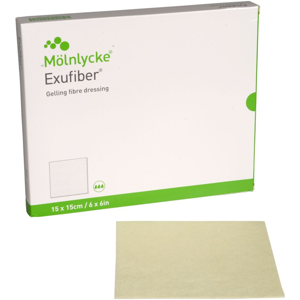 Fiberbandage, Exufiber, 15x15cm, steril, engangs