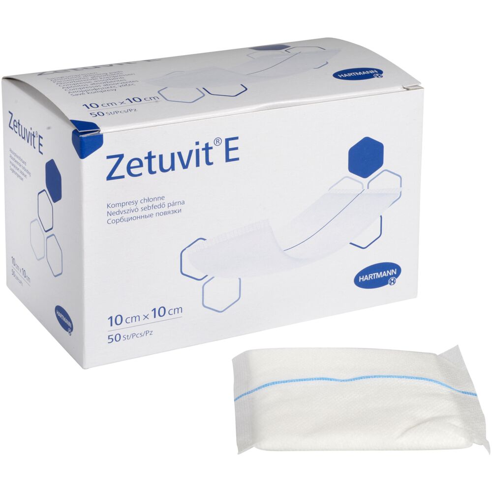 Absorberende bandage, Zetuvit E, 10x10cm, uden klæber, usteril