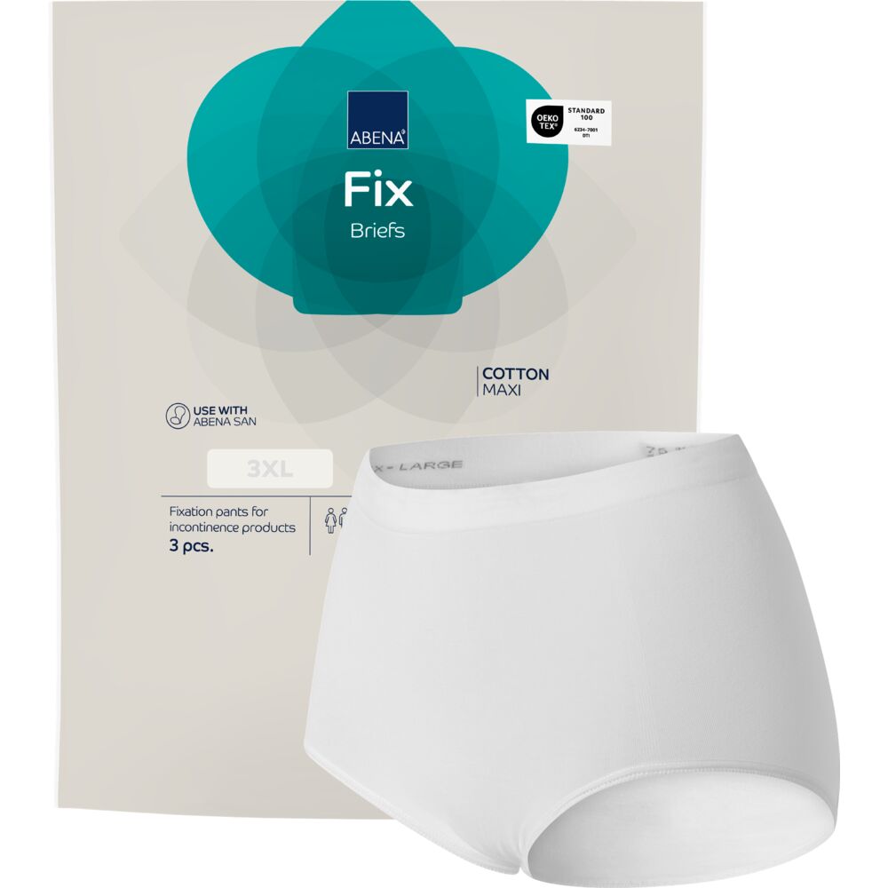Fikseringstrusse, ABENA Fix Briefs, Cotton, Maxi, 3XL, hvid, uden ben, hvid farvekode
