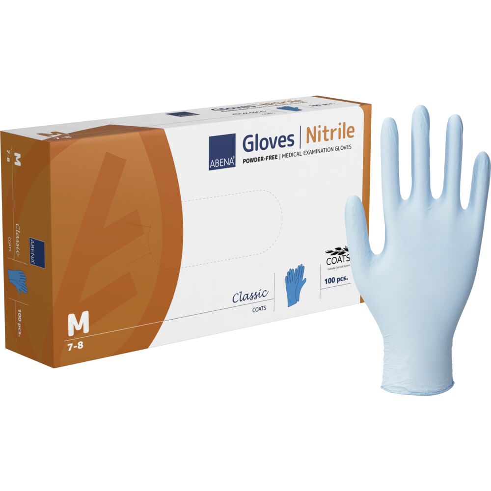 Undersøgelseshandske, M, blå, nitril, COATS, pudderfri