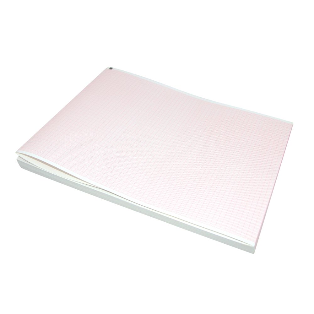 EKG papir, Schiller, Z-fold, 60m x 21x28cm, lyserød, til Schiller AT-2, AT-2 plus, CS200 Thermo