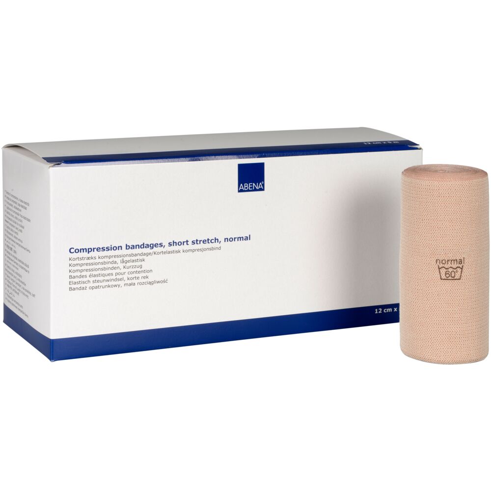 Kortstræksbind, ABENA, 5m x 12cm, beige, normal, flergangs