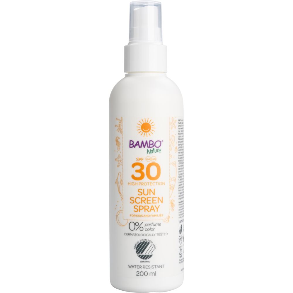 Solspray, Bambo Nature, 200 ml, SPF30, til børn, uden farve og parfume