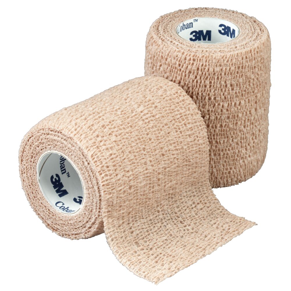 Kortstræksbind, Coban, 4,6m x 7,5cm, beige, selvhæftende, latex, usteril