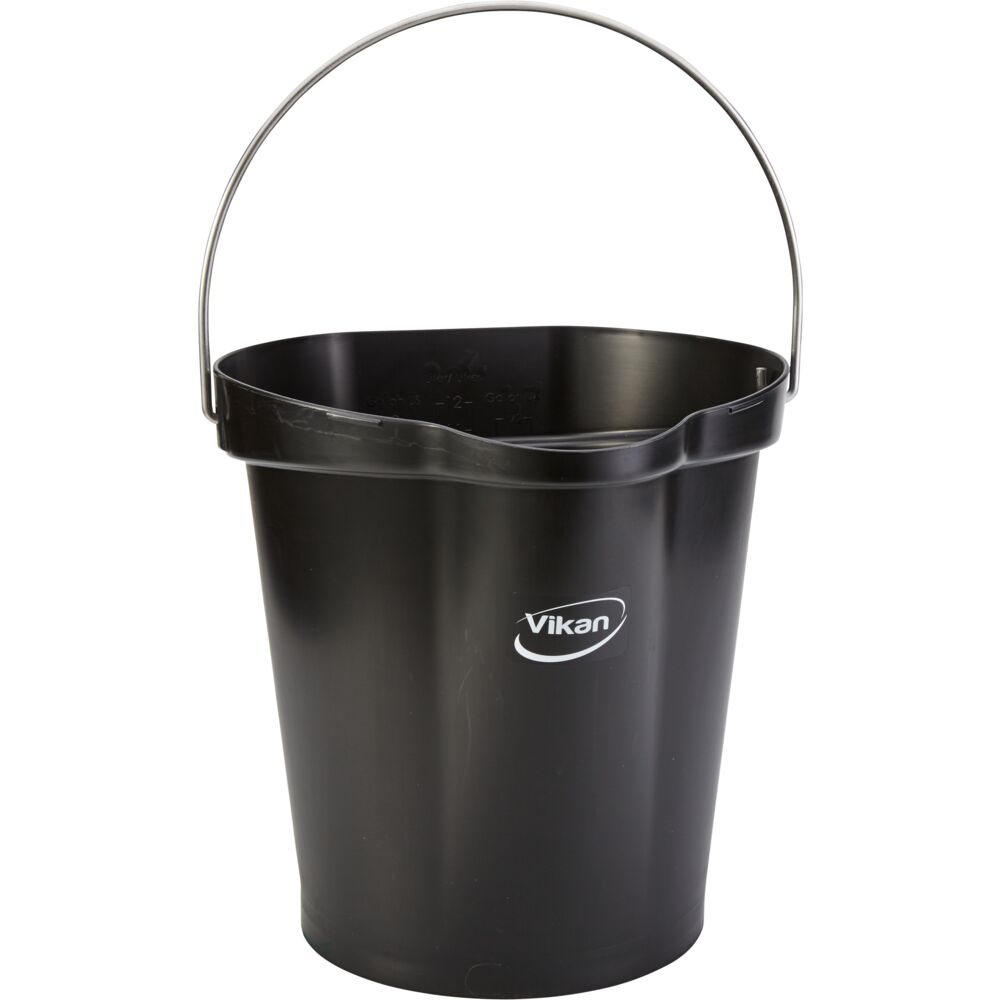 Spand til fødevarer, Vikan, 31,8x32,5cm, 12 l, sort, PP/rustfrit stål, med hældetud