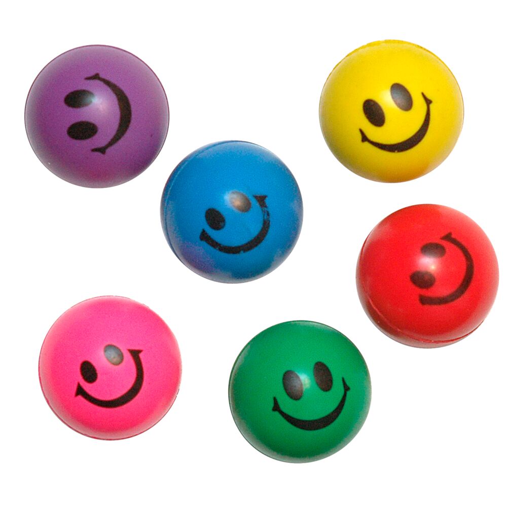 Legetøj, Ø3,2cm, hoppebolden Smiley, ftalatfri