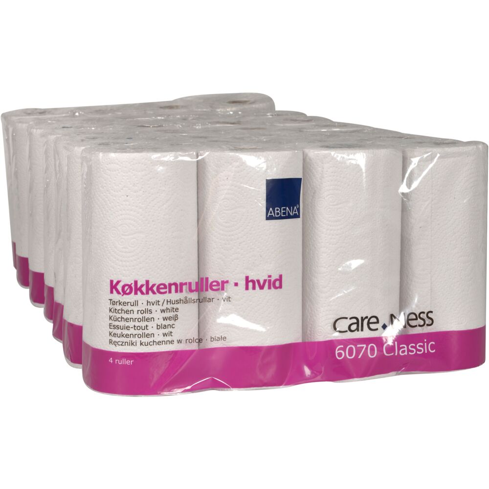 Køkkenrulle, ABENA Care-Ness Classic, 2-lags, 17,85m x 22cm, Ø10,5cm, hvid, blandingsfibre