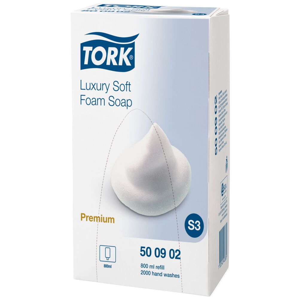 Skumsæbe, Tork S3 Premium Luksus, 800 ml, uden farve, med parfume,0,4 ml pr. dosering