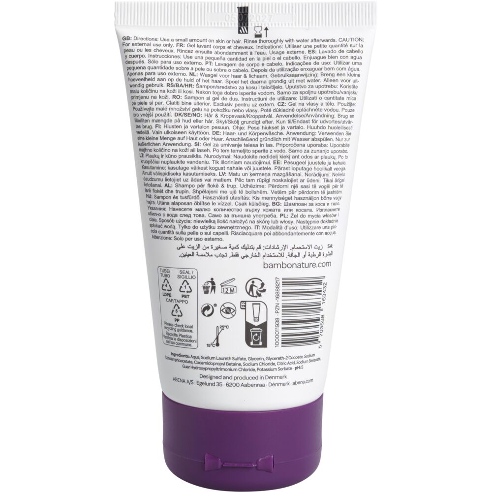 Hair & Bodywash, Bambo Nature, 150 ml, uden farve og parfume