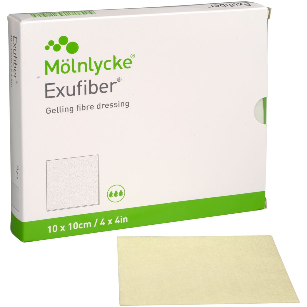 Fiberbandage, Exufiber, 10x10cm, steril, engangs