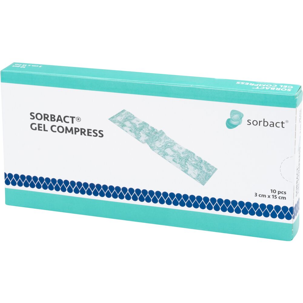 Hydrofob bandage, Sorbact Gel Compress, 15x3cm, grøn, latexfri, steril, engangs