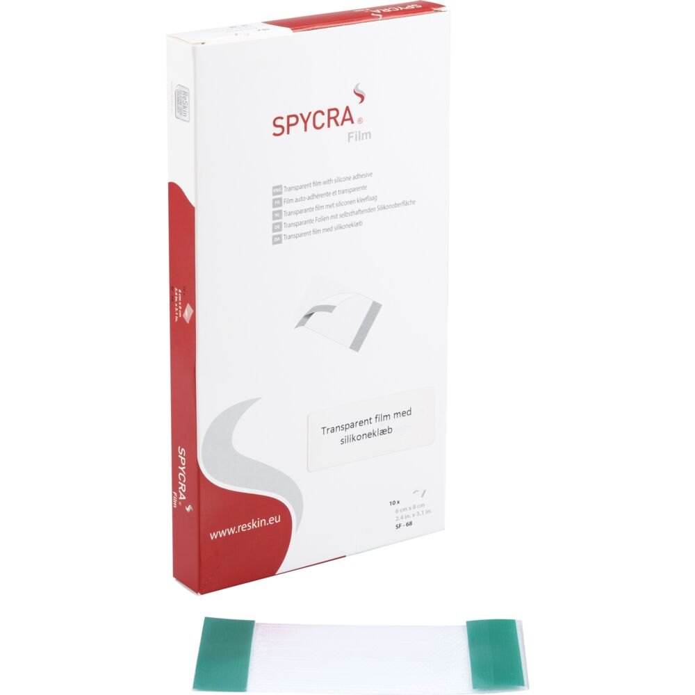 Filmforbinding, Spycra Film, 8x6cm, med silikoneklæb, steril