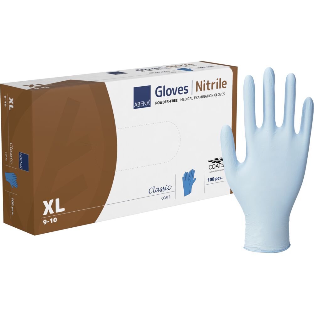 Undersøgelseshandske, XL, blå, nitril, COATS, pudderfri