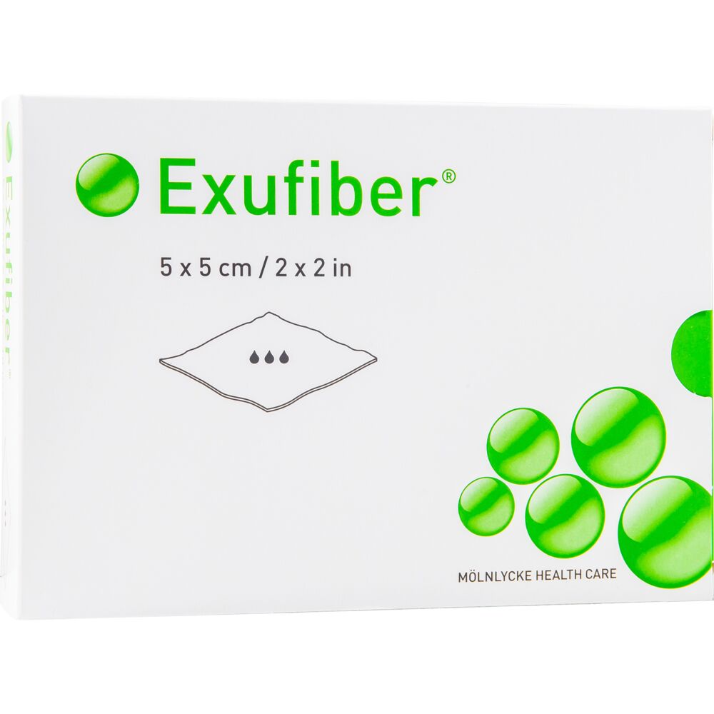 Fiberbandage, Exufiber, 5x5cm, steril, engangs