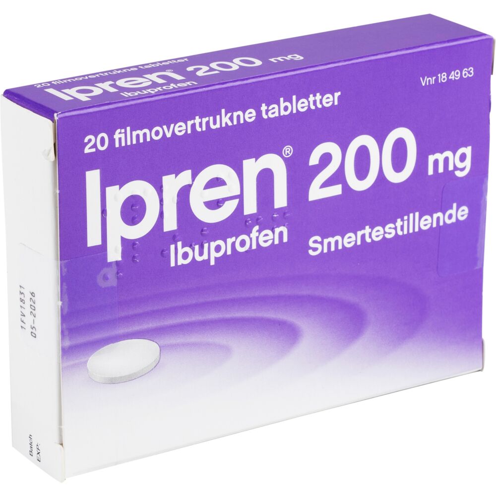 Smertestillende tabletter, Ipren, 200 mg, max 1 pakke pr. kunde pr. dag