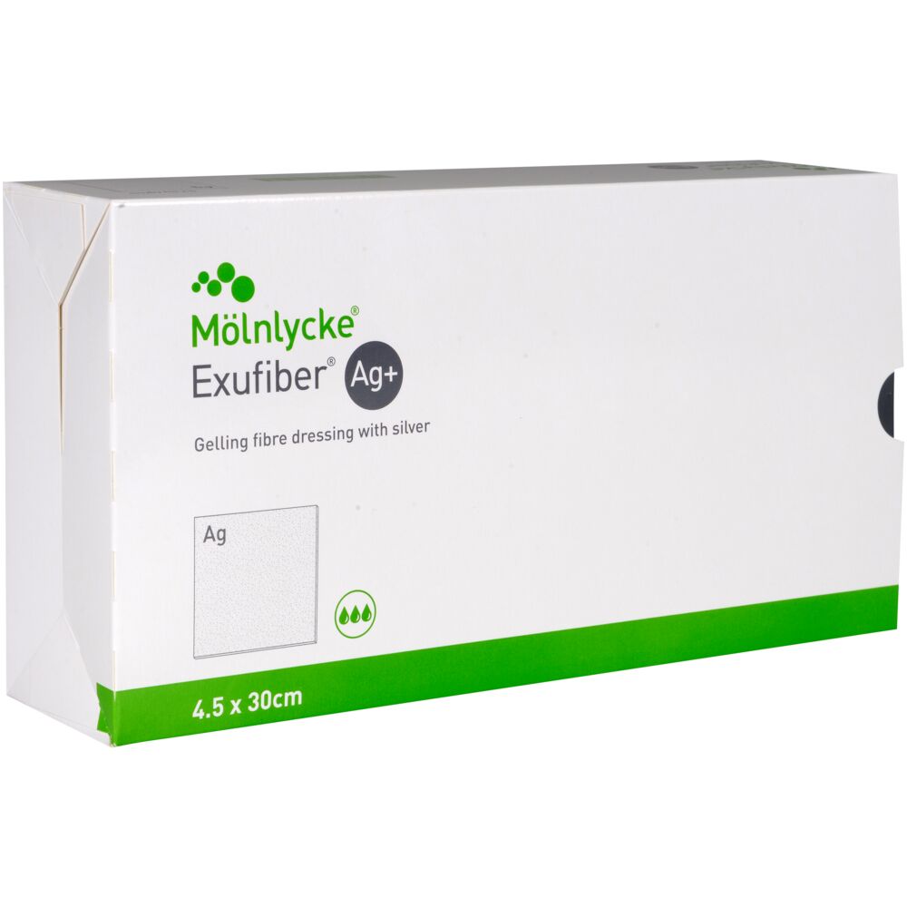 Fiberbandage Ag+, Exufiber, 4,5x30cm, steril, engangs