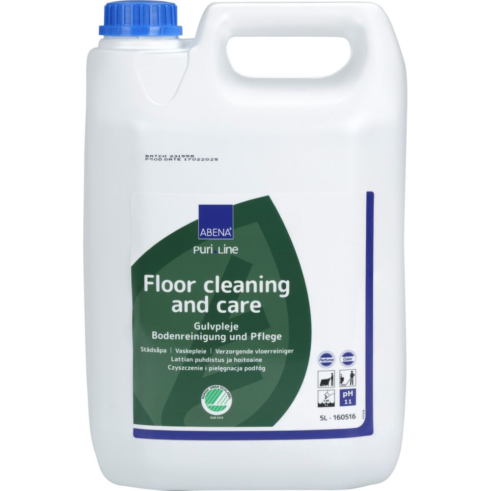 Gulvpleje, ABENA Puri-Line, 5 l, uden voks, med farve og parfume