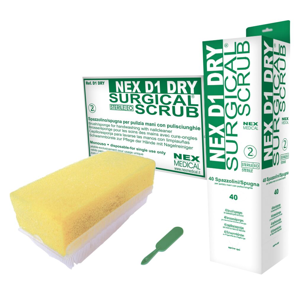 Neglebørste, NEX, 9x4,5x3,5cm, hvid, tør, steril, med neglerenser, engangs