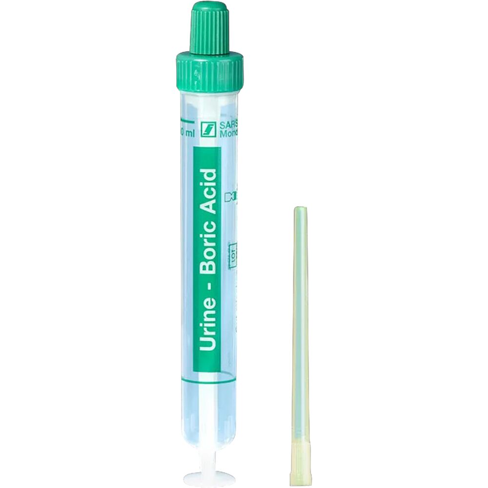 Urinmonovette, 10 ml, grøn, med stabilisator (borsyre), steril