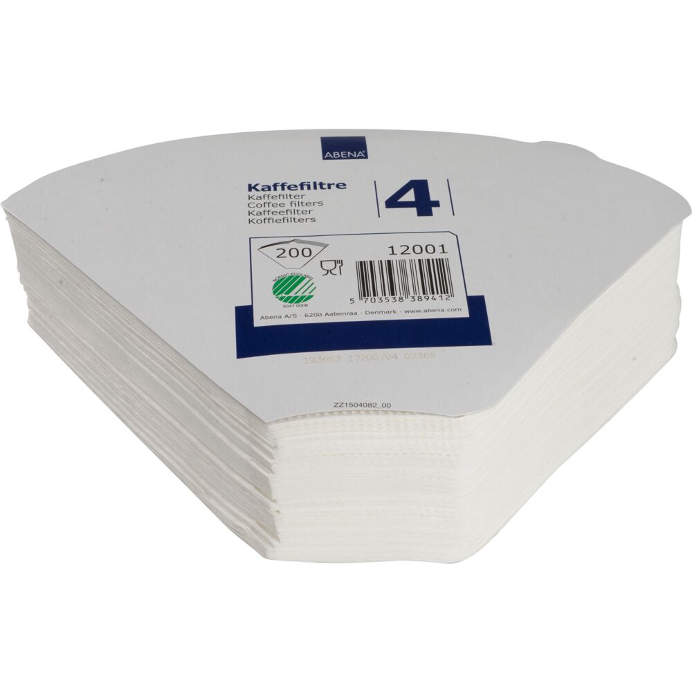 Kaffefilter, ABENA, bleget, filterpapir, 1X4
