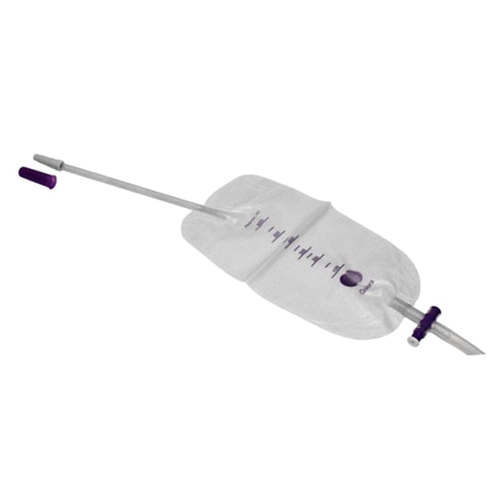 Urinpose, benpose, Qufora, 30cm, 600 ml, etkammer, CV/NRV, NW bagside, nattilkobling, singlepak